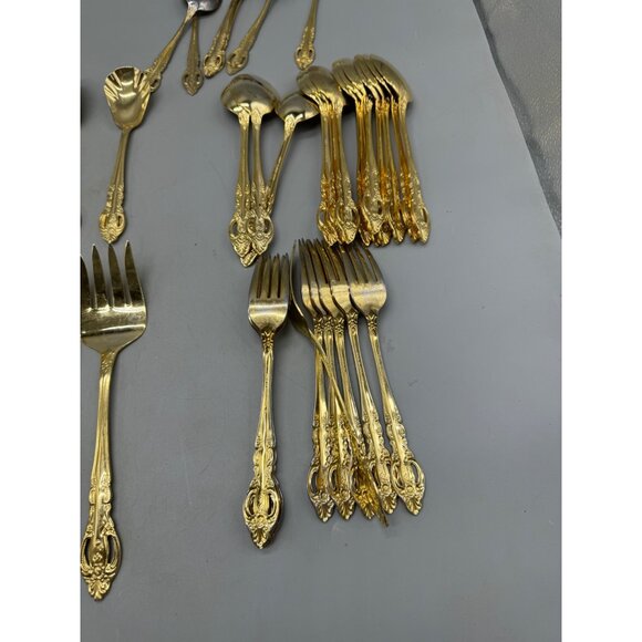 Gold Plated Flatware Set - 72 Pieces - Ornate Design forks spoons knifes READ - Picture 9 of 13